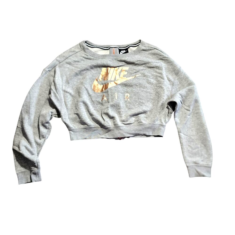 Nike Rally Crew Air Cropped rose gold logo and a full zipper back Sweatshirt XS